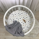 Husa saltea rotunda patut bebe copii cu elastic, Stelute bej (3)